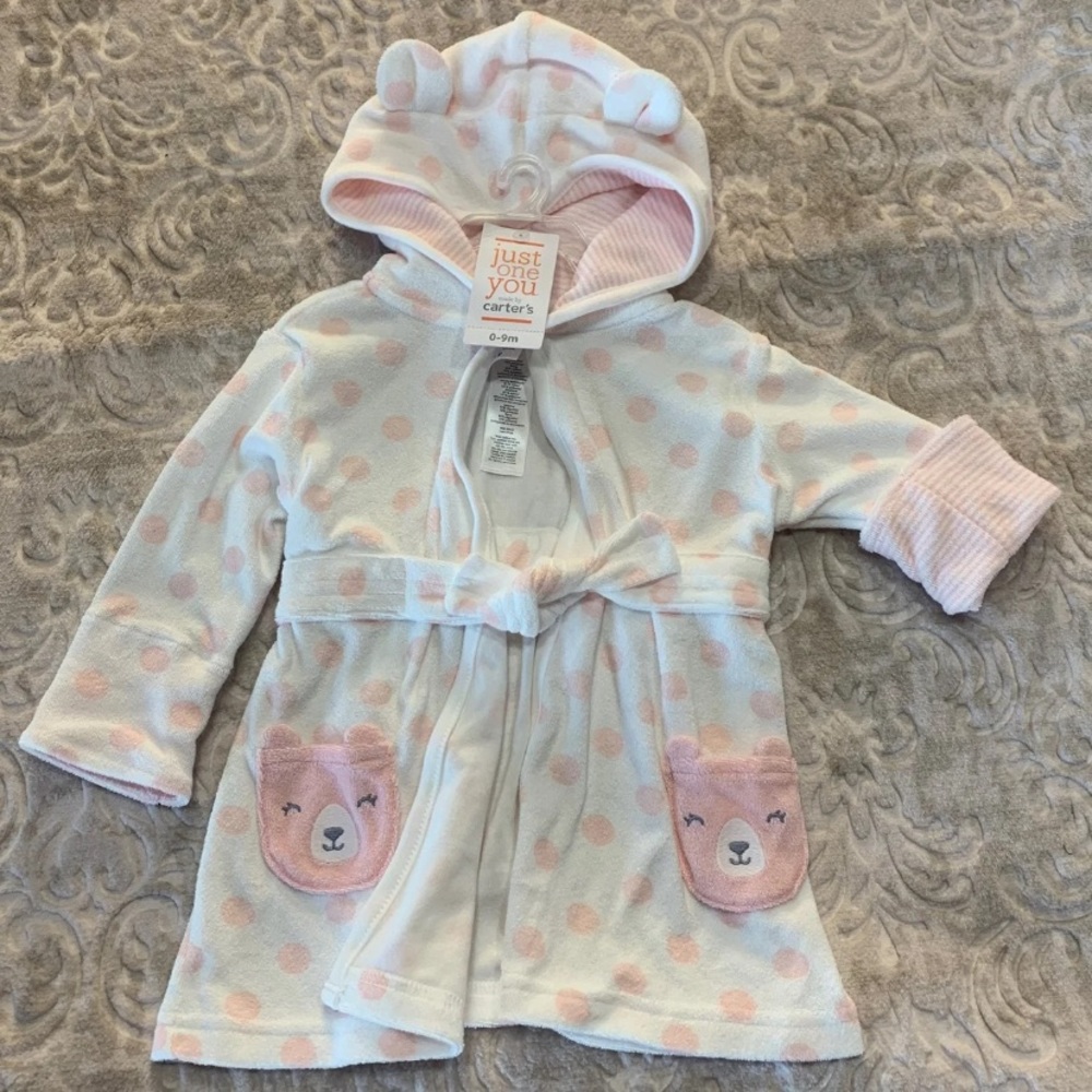 Carters baby bathrobe Toddler bath shower pink
